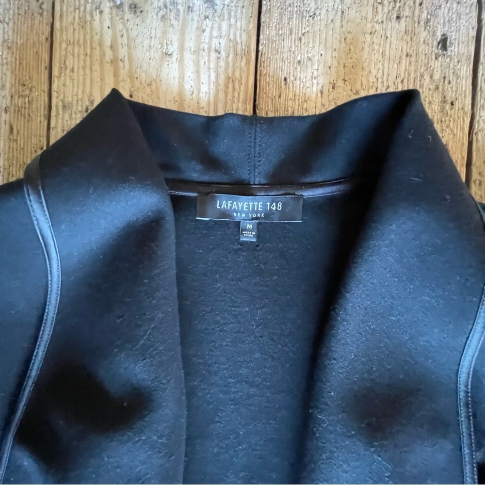 Lafayette 148 Black Drape Front Wool Vest Cardigan Layering Piece M - Picture 7 of 9